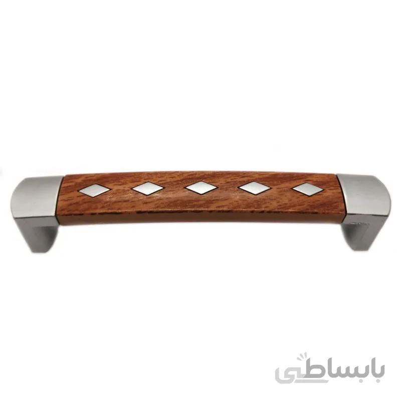 دستگیره کابینت دو پیچ پلاستیکی بهسازان مدل A12 طرح ساتن چوب