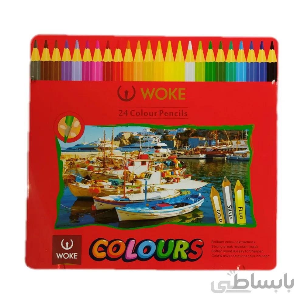 مداد رنگی ووک 24 رنگ جعبه فلزی