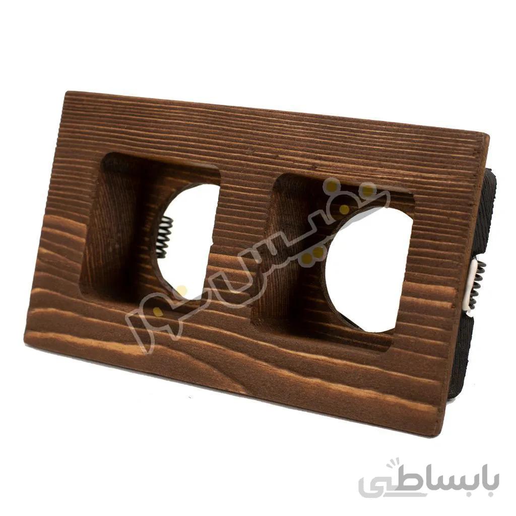 قاب هالوژن چوبی دوقلو مربع تیپ 1 کد 1282