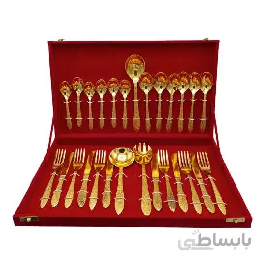 سرویس قاشق و چنگال برنجی 27 پارچه