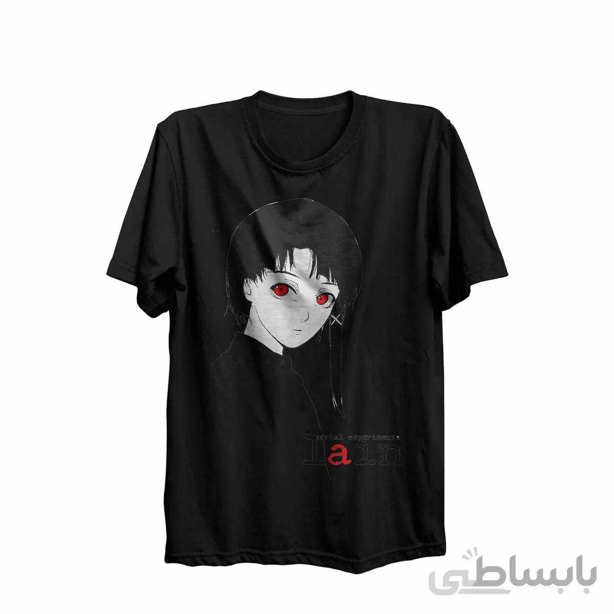 تیشرت یقه گرد مشکی طرح انیمه تجربیات سریالی لین Serial Experiments Lain کد KCT10462
