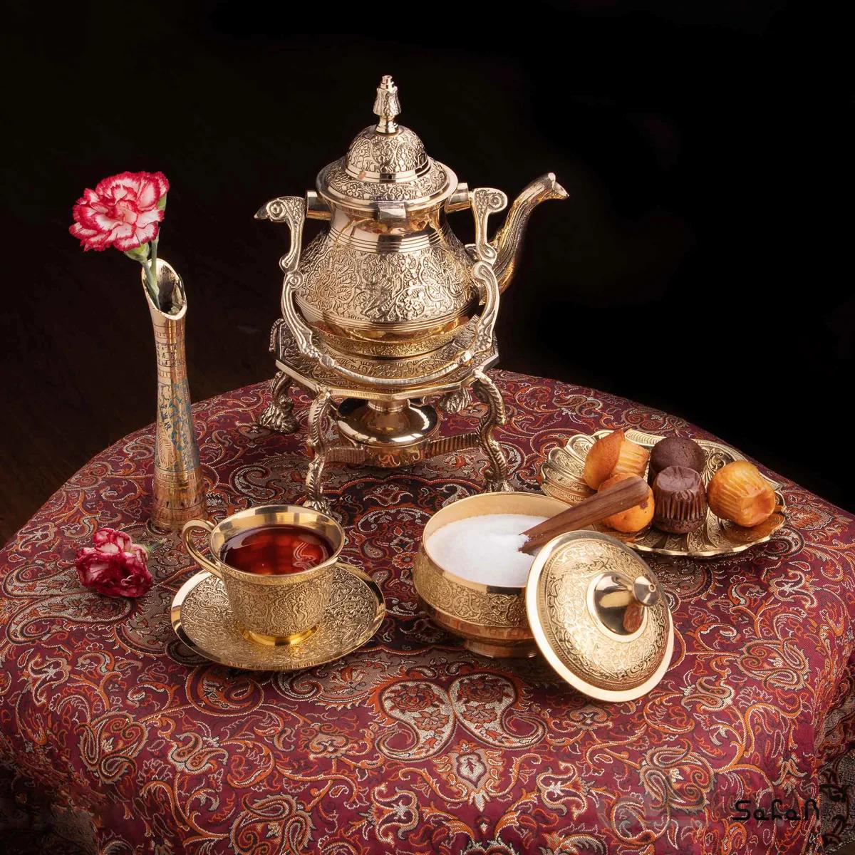 ست چای خوری برنجی طلایی کد 022