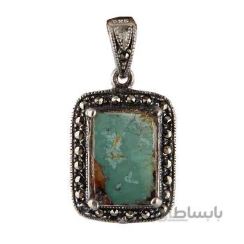 اویز گردنبند نقره زنانه مدل فیروزه نیشابور کد pk_139