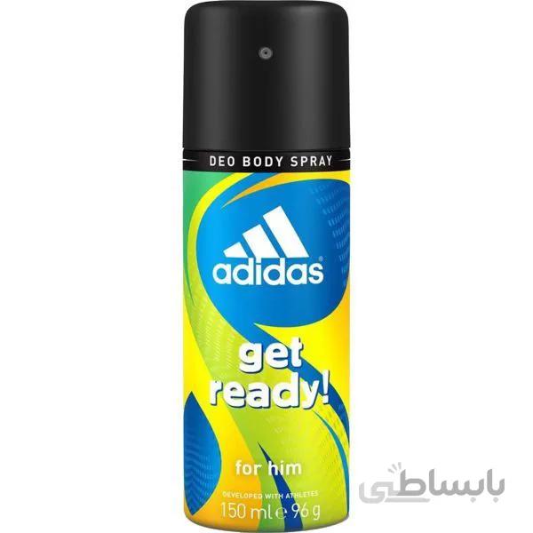 اسپری مردانه آدیداس مدل Get Ready حجم 150 میلی لیتر ا Adidas Get Ready Deodorant Spray For Men 150ml