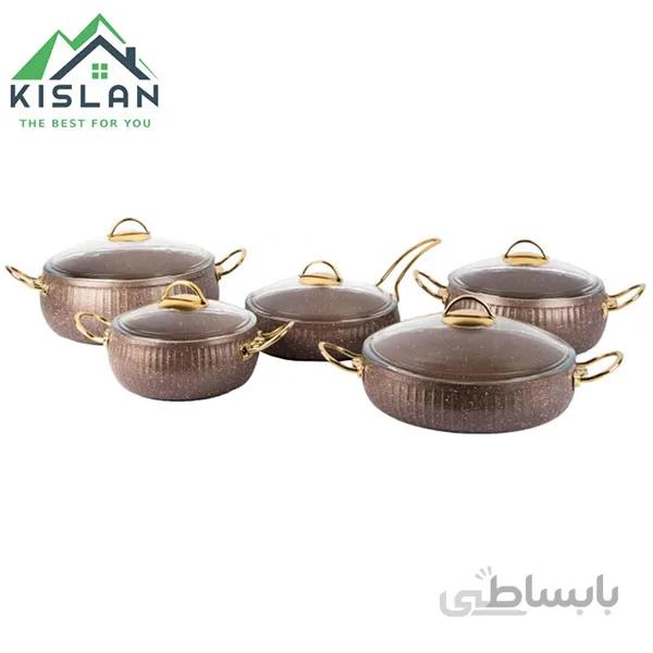 سرویس قابلمه 10 پارچه خمره ای اویز مدل سلین رنگ نسکافه ای