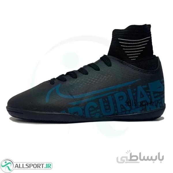 کفش فوتسال ساقدار نایک مرکوریال طرح اصلی مشکی آبی Nike Mercurial 2019