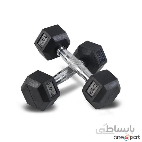 دمبل شش ضلعی 2.5 کیلوگرم بسته دو عددی