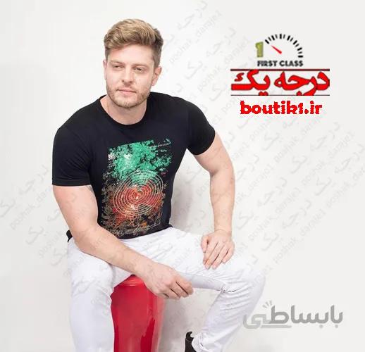 تیشرت گرافیکی مشکی maxzone یقه گرد