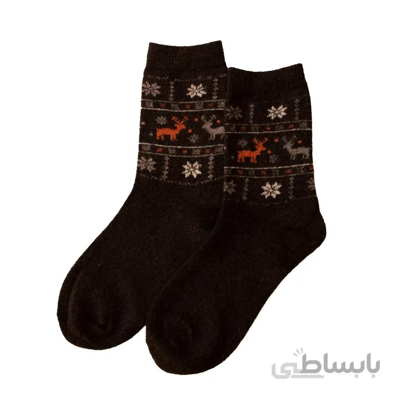 جوراب ساقدار پشمی قهوه ای
