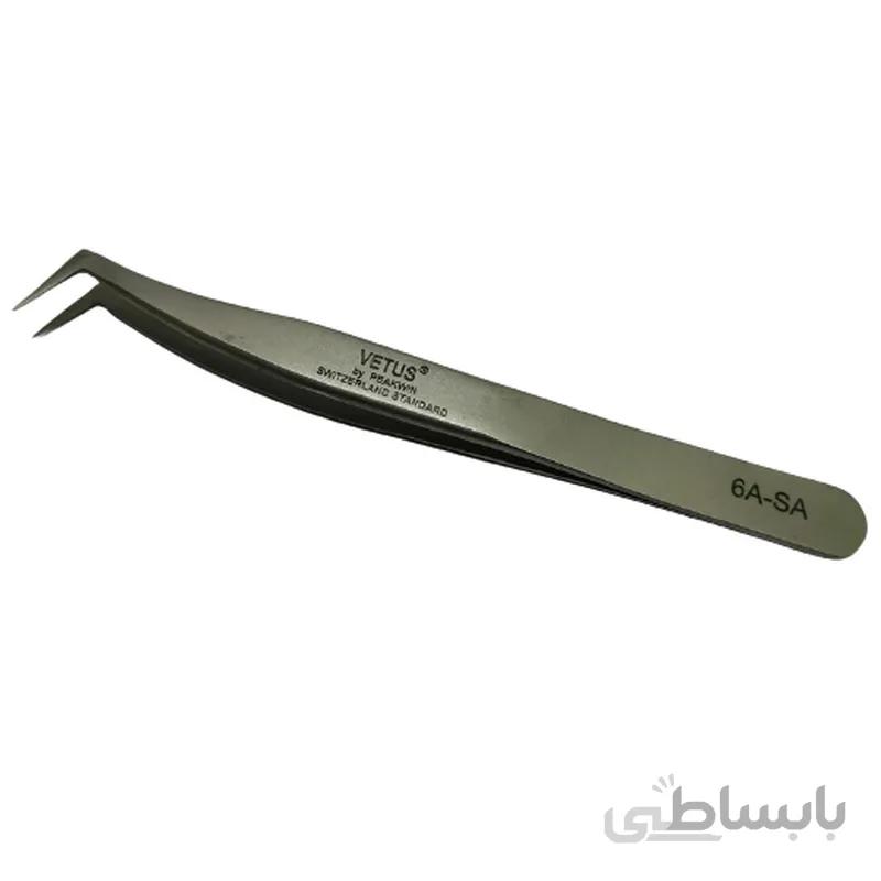 پنس سرکج کاشت مژه وتوس VETUS نقره ای مخصوص کاشت مژه والیوم مدل 6A-SA