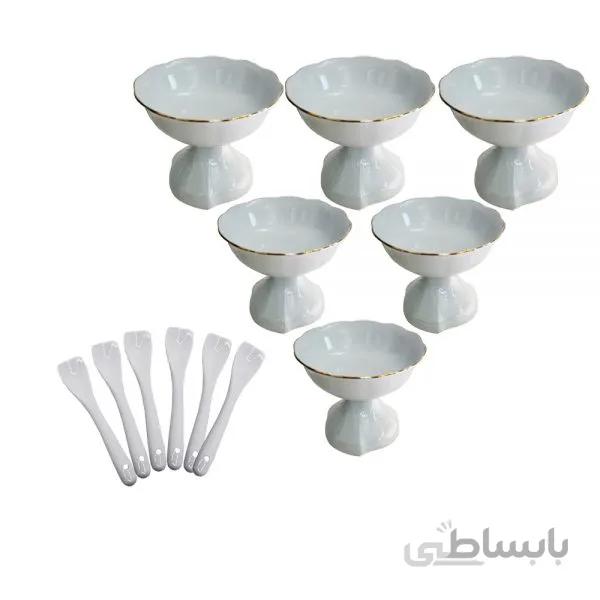 بستنی خوری مدل نیلوفری بسته 6 عددی
