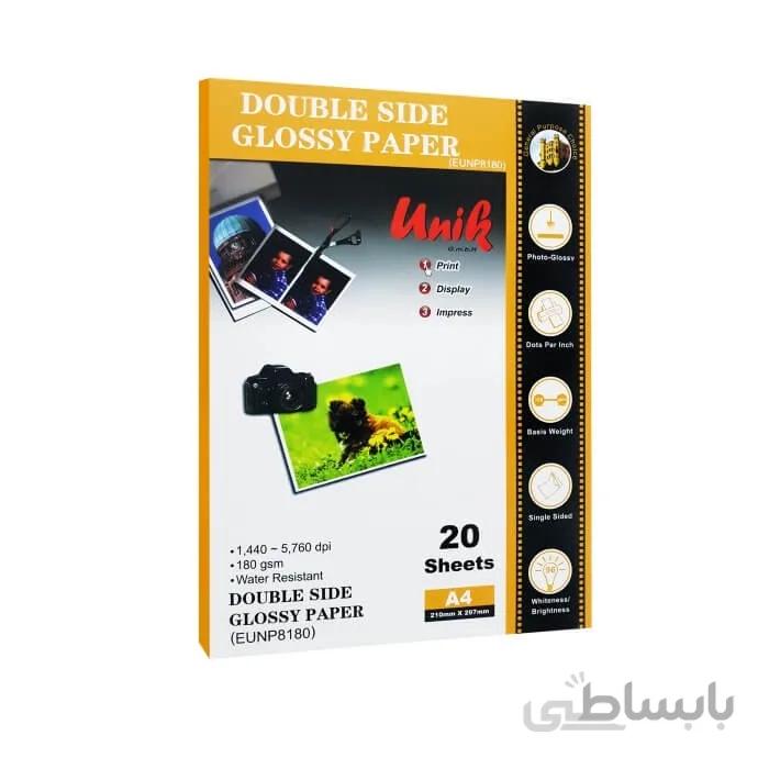 کاغذ فتو گلاسه براق 180 گرم دورو یونیک RC سایز A4
