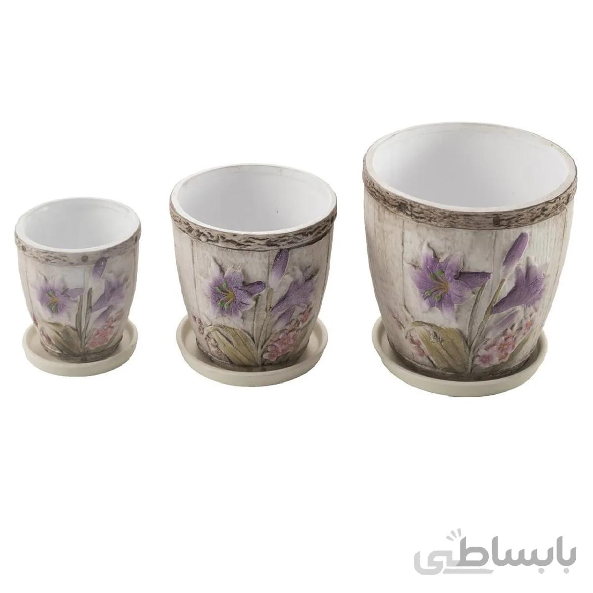 گلدان سرامیکی مدل DF7010 مجموعه 3 عددی