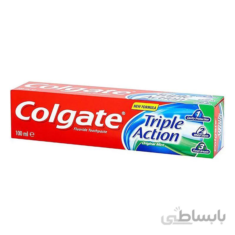 خمیر دندان کولگیت مدل Triple Actionحجم 100 میلی لیتر