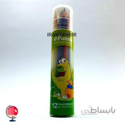 مداد رنگی 12 رنگ پالمو جعبه استوانه ای سبز