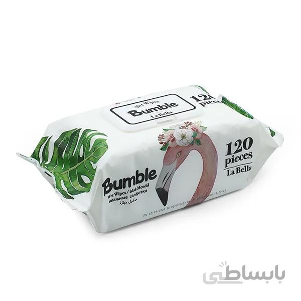 دستمال مرطوب بامبل la bella بسته 120 عددی