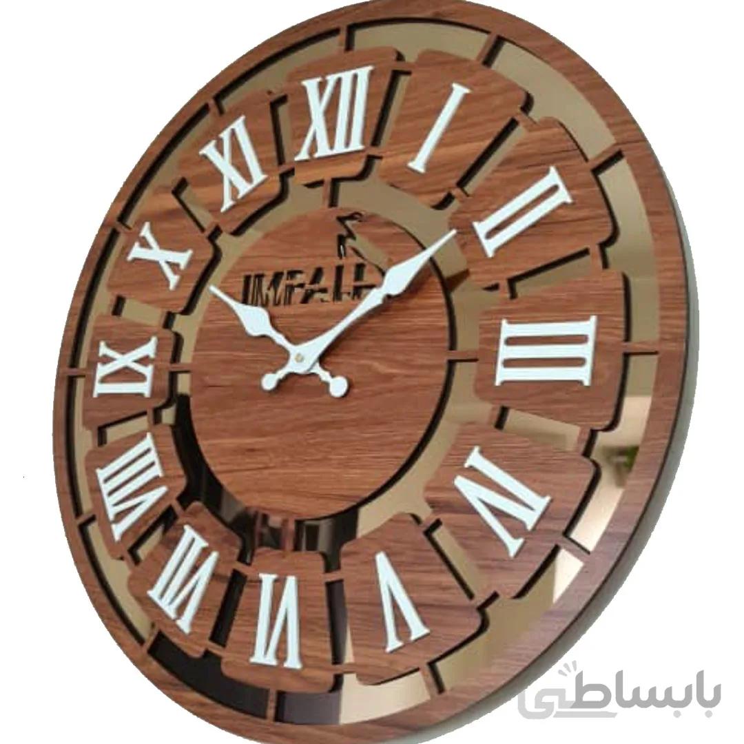 ساعت دیواری ایمپلا قطر 55 در سه رنگ مختلف فوق العاده زیبا - قهوه‌ای با اعداد سفید ا Impla wall clock
