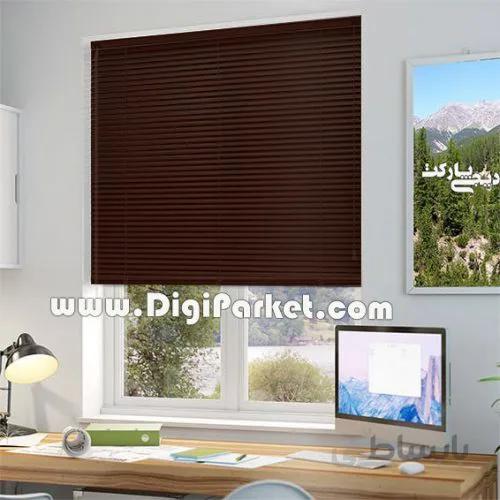 پرده کرکره فلزی طرح چوب قهوه ای ۲۵ میلیمتری P94