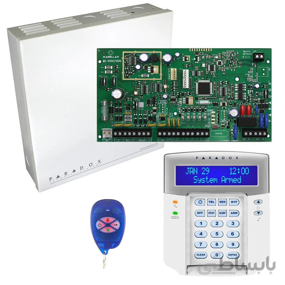 کنترل پنل MG5050 به همراه کی پد K32LCD پارادوکس + ریموت REM1 + جعبه فلزی