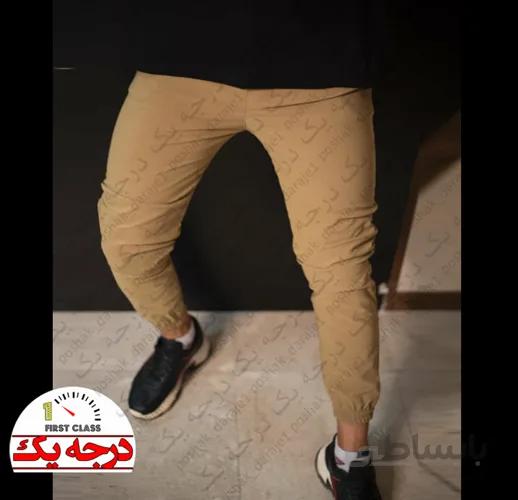 شلوار اسلش کتان گت دار نخودی