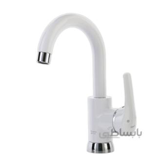 شیر روشویی متحرک کسری مدل آبتین سفید ا Kasra Bathroom Sink Faucet model Abtin