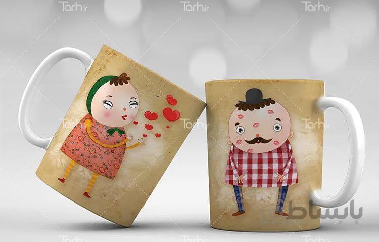 لیوان سرامیکی با طرح ست دو نفری