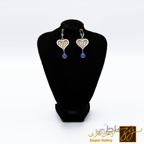 گوشواره طرح قلب با سنگ عقیق کد 16