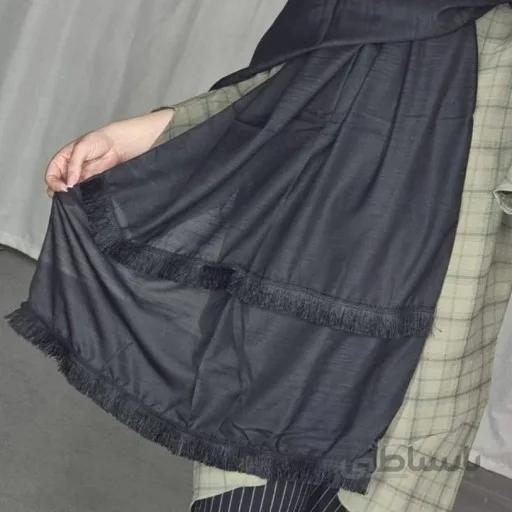 شال مشکی دو ردیف ریشه دار
