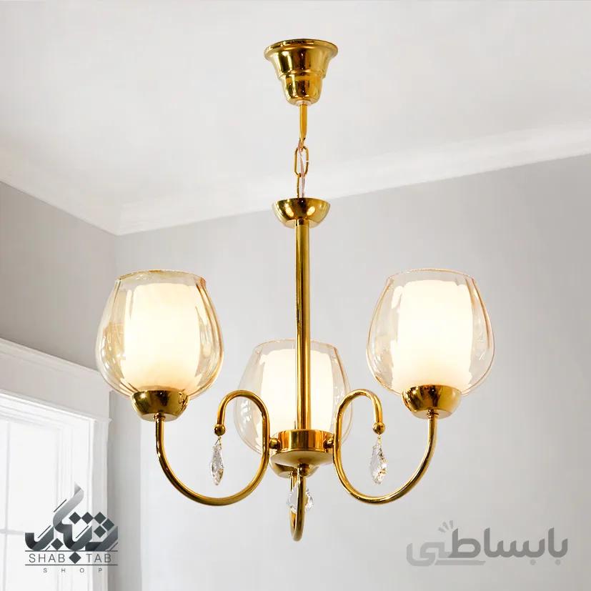 لوستر آویز سه شعله طلا کد 816