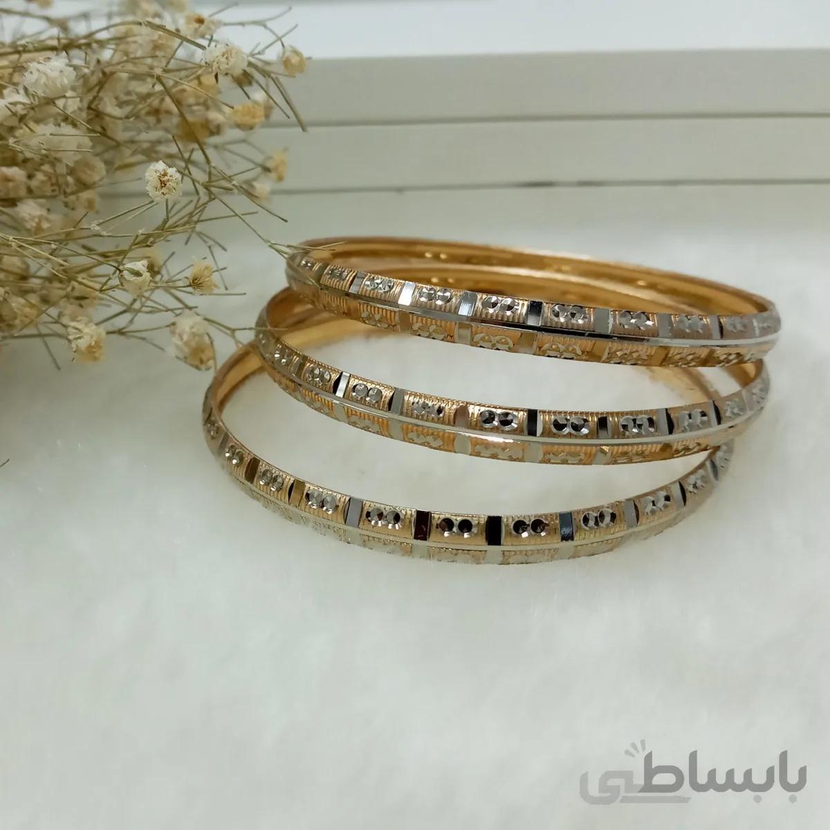 النگو طرح طلا مدل خط و نقطه نقره ای