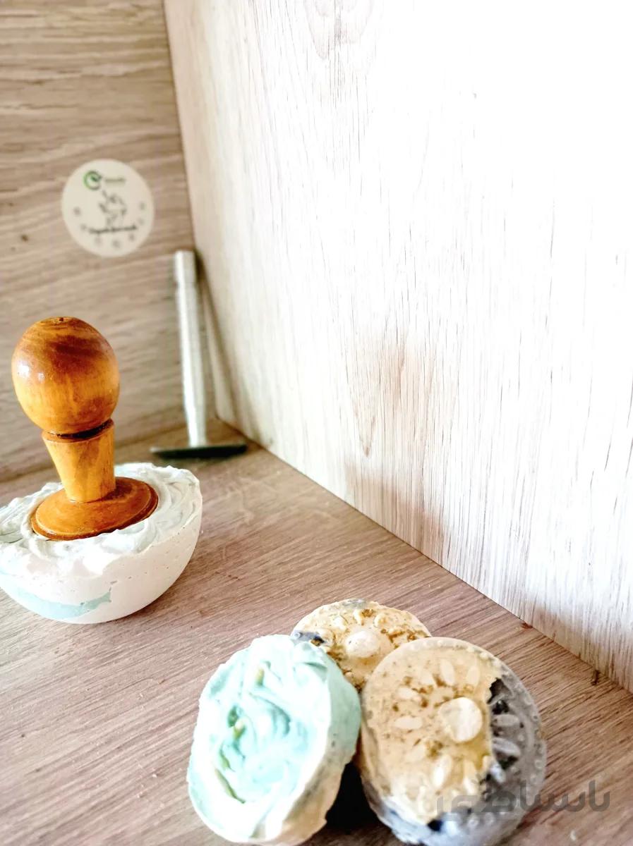 صابون دستساز گیاهی مخصوص اصلاح سایز بزرگ با دسته چوبی ا Shaving bar