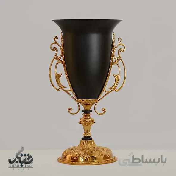گلدان I 855 کاپ خربزه ای لبه باز سایز 3 مشکی طلایی