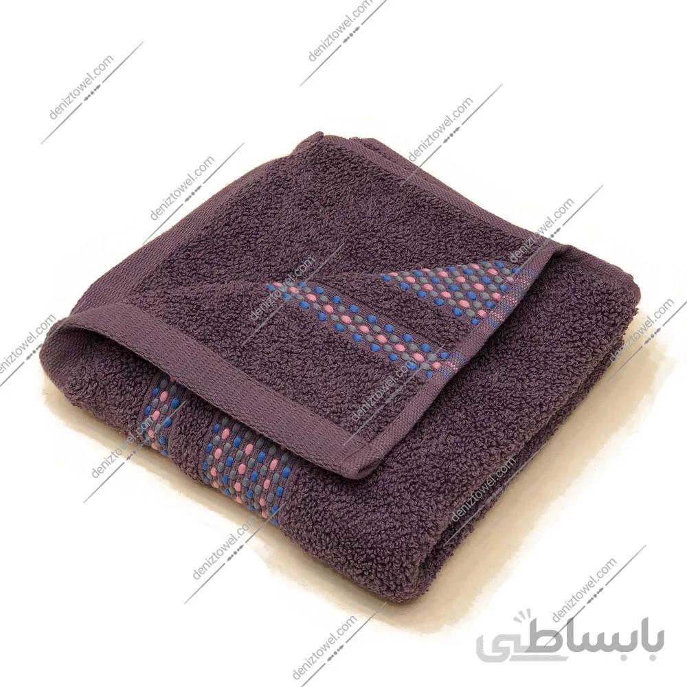 حوله دستی طرح حاشیه ژاکارد بنفش