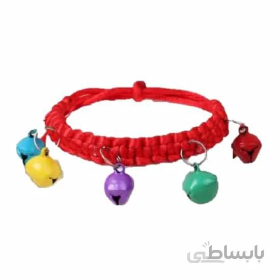 قلاده گردنی سگ و گربه دست بافت با ۵ زنگوله
