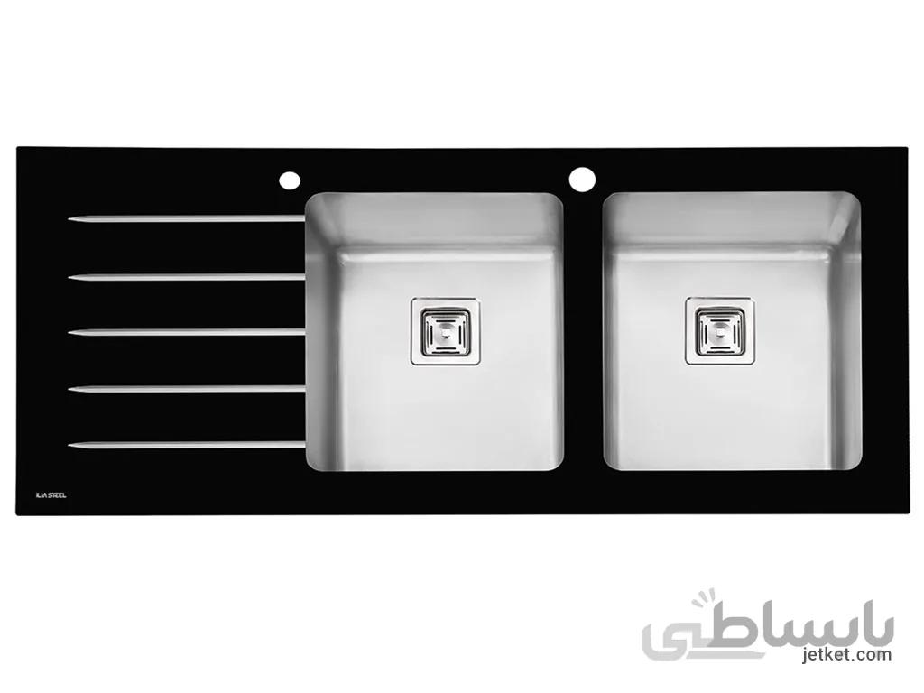 سینک ظرفشویی ایلیا استیل مدل 8032 شیشه ای توکار