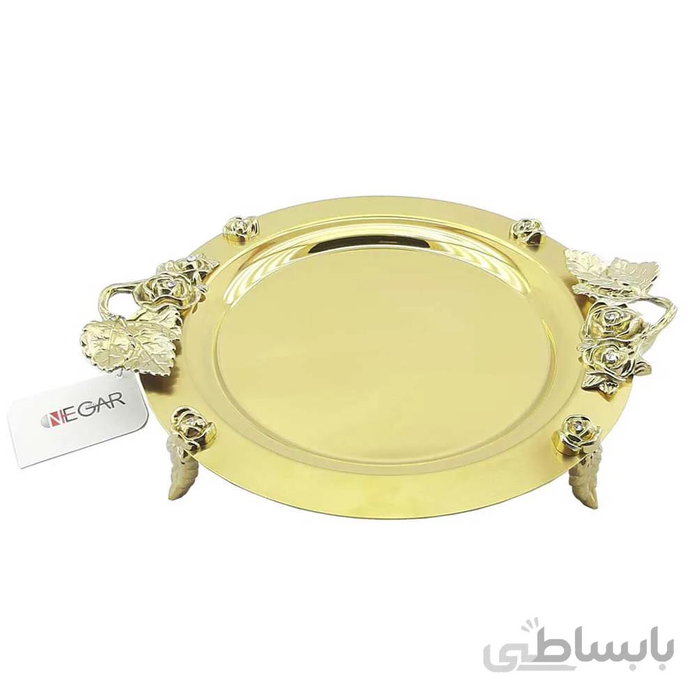 سینی گرد نگار مدل رز طلایی سایز بزرگ 307