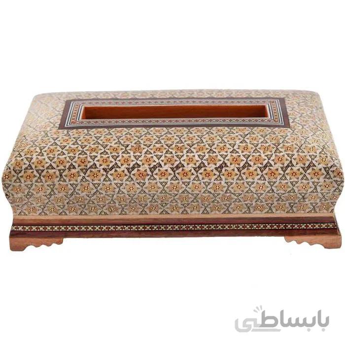جعبه دستمال کاغذی خاتم کاری طول 25 سانتی متر کد LN-110