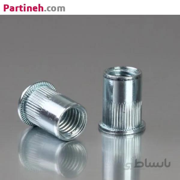مهره پرچی گرد بدون لبه سایز M4 ا Partineh.com