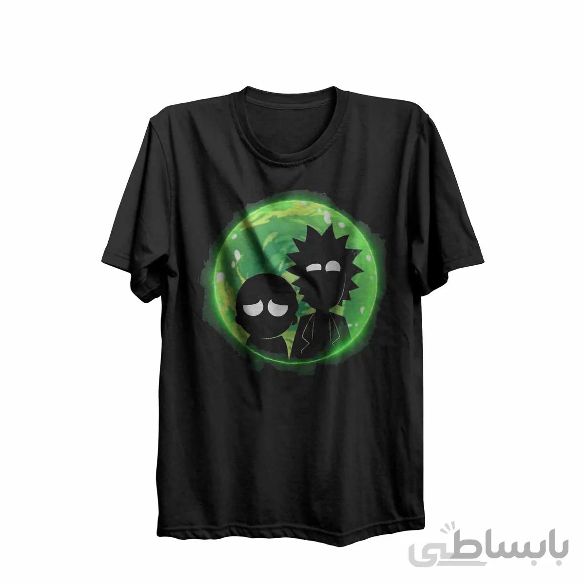 تیشرت یقه گرد مشکی طرح انیمیشن ریک و مورتی Rick and Morty-کپی
