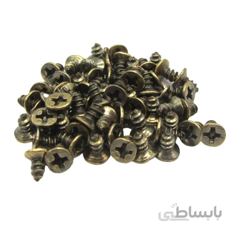 پیچ آنتیک زیتونی قطر 2 طول 4 میلی‌متر بسته 200 عددی