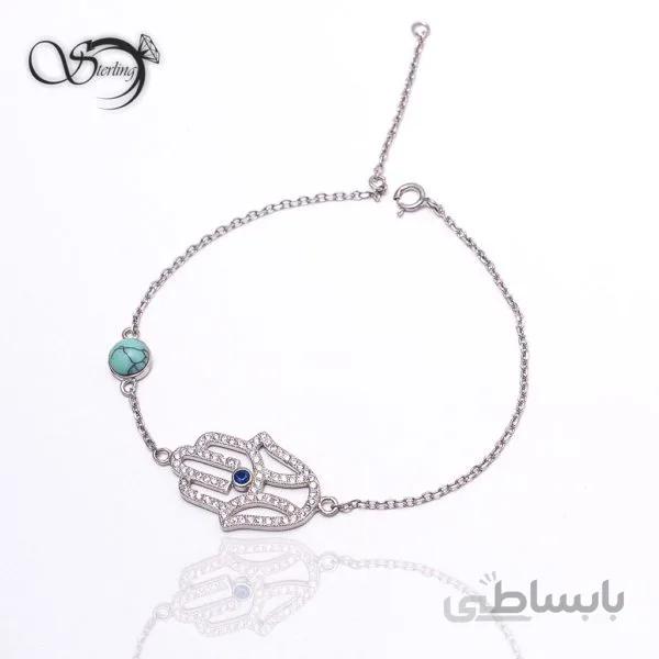 دستبند نقره زنانه طرح دست کد:۱۴۱۳