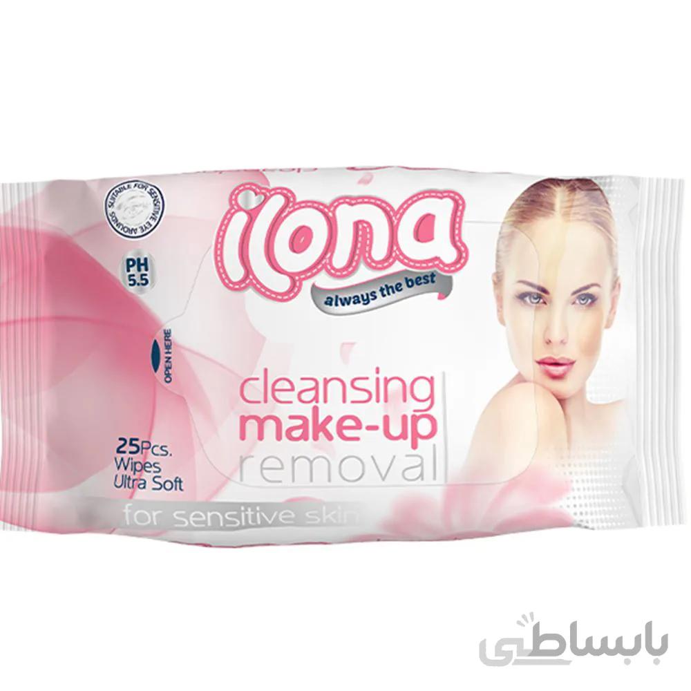 دستمال مرطوب پاک کننده آرایش ایلونا ا ilona Cleansing Makeup Removal