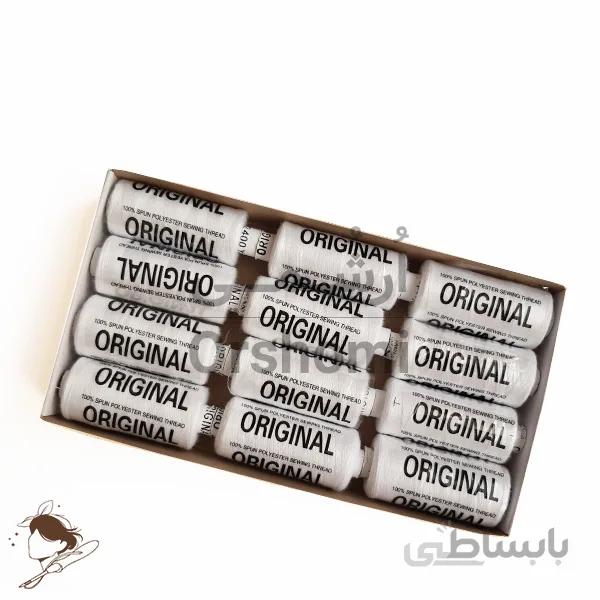 نخ خیاطی اورجینال سفید بسته 12 عددی