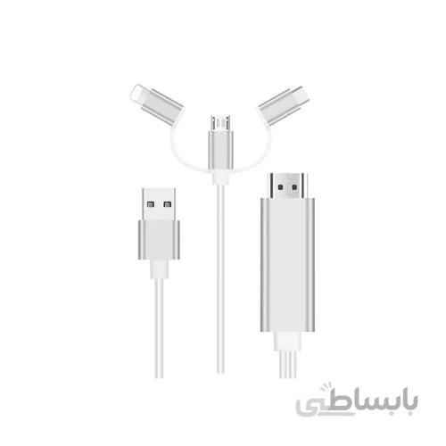 کابل تبدیل HDMI به لایتنینگ/microUSB/USB-C اونتن مدل OTN-7537S طول 1.8 متر ا 3in1 HDTV Cable for Lightning &Micro USB & USB-C Connector 1800mm Plug and Play