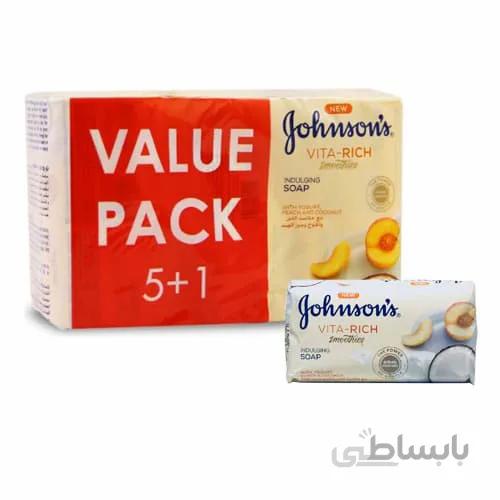 صابون جانسون Johnson’s با رایحه هلو و نارگیل بسته 6 عددی