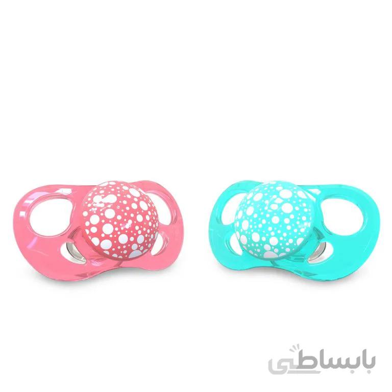 پستانک 0 تا 6 ماه هلویی و فیروزه ای تویست شیک«Twistshake»