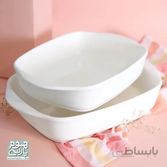 تابه سرامیکی مستطیل هوم پارسی رنگ سفید
