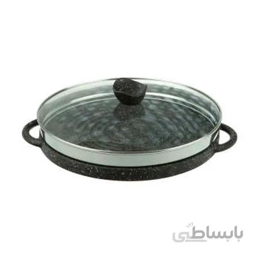تابه چدنی نالینو مدل Daniele سایز 34 با درب شیشه ای ا Daniele cast iron pan model Daniele size 34 with glass lid