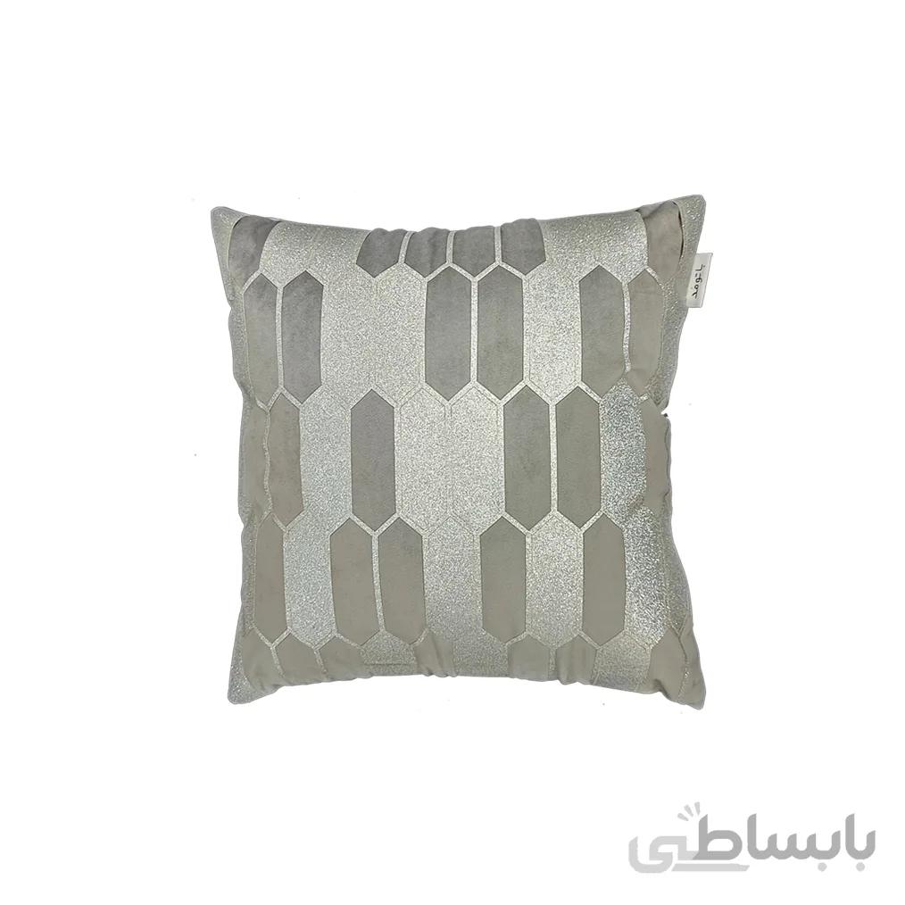 کوسن ترکیبی چرم و مخمل مدل کندو رنگ فیلی