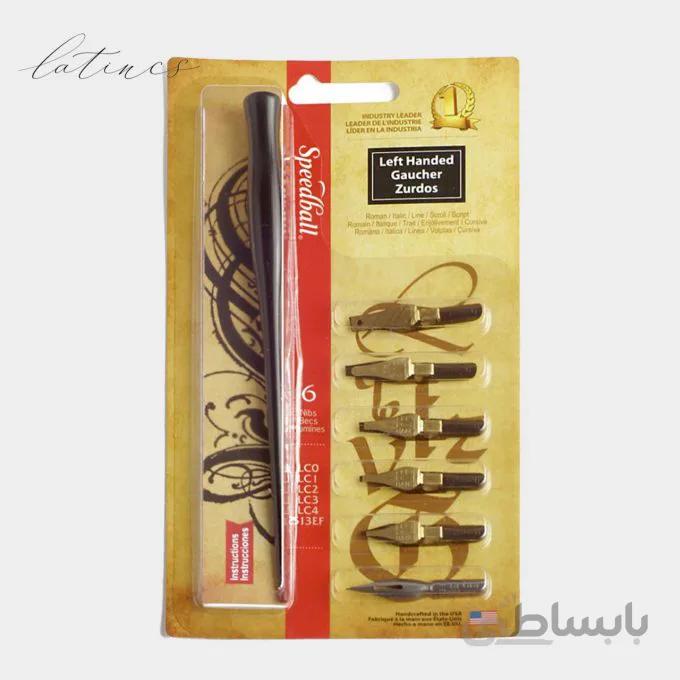 ست نوک فلزی و دسته قلم speedball ویژه چپ دستان